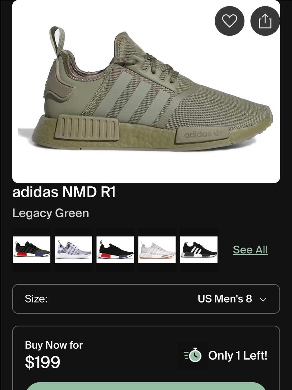 adidas NMD R1 Sneakers in Legacy Green